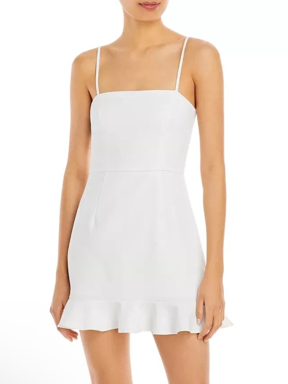 French Connection White Ruffled Hem Dress